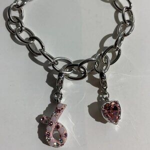 Swarovski Crystal Cancer Awareness Charm and Heart Charm